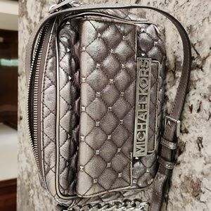 Michael Kors metallic gunmetal crossbody